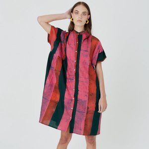 OSEI-DURO Linen Shirtdress - BATA DRESS IN CARMINE